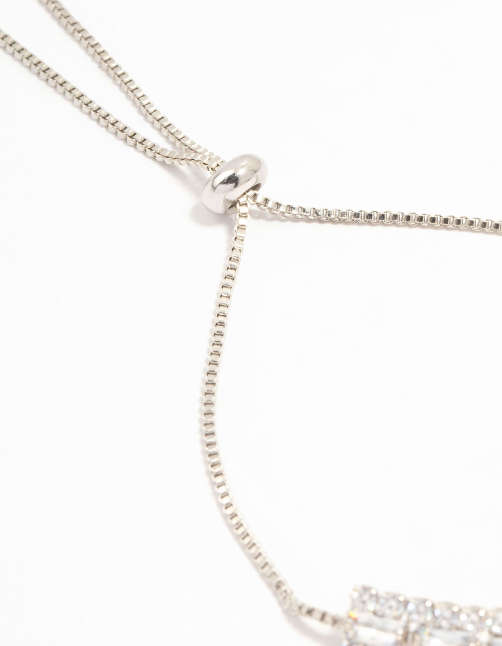 Silver Layered Cupchain Cubic Zirconia Toggle Bracelet