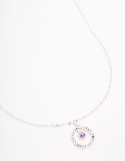 Floating Purple Czech Bohemia Crystal Circle Necklace