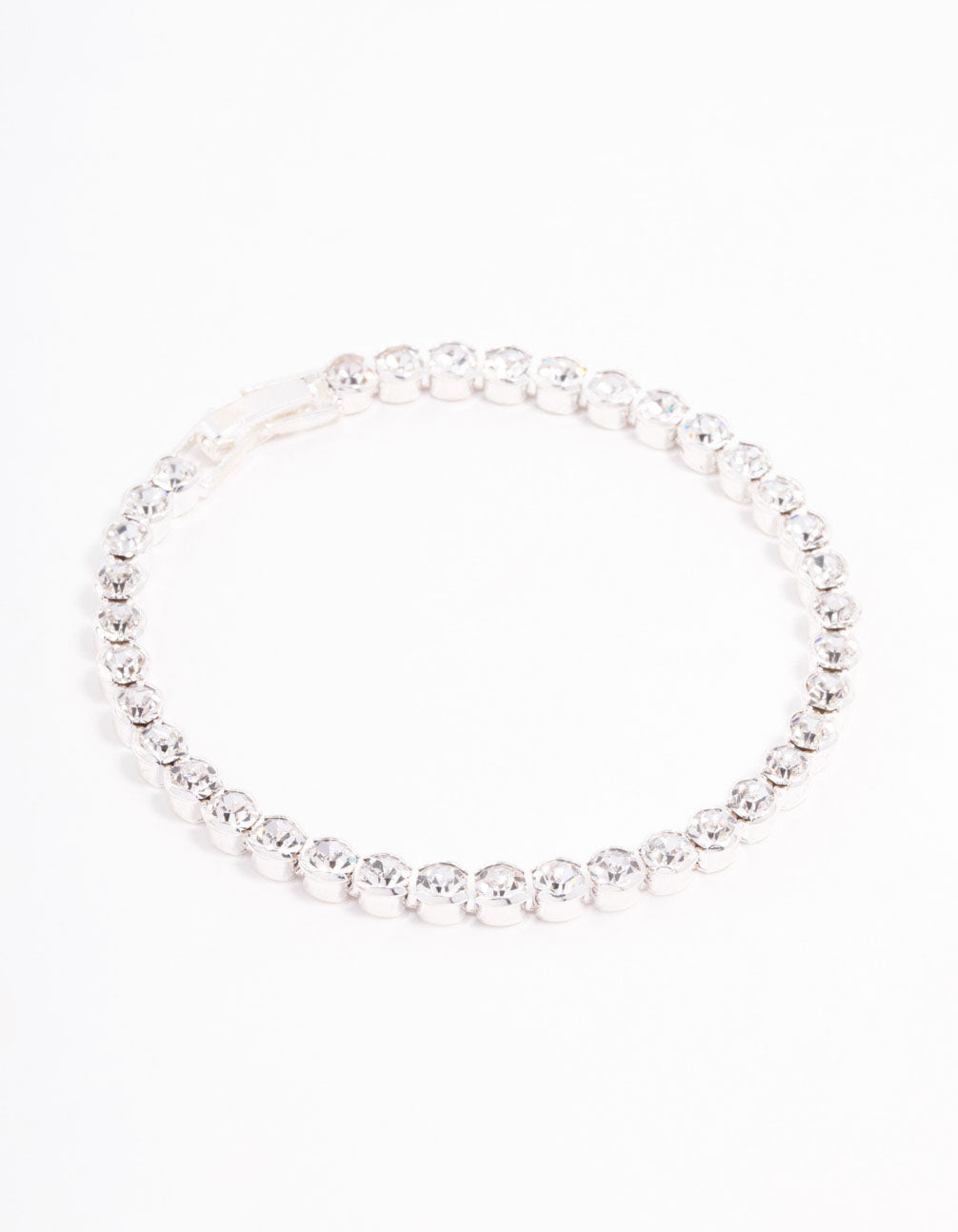 Silver Round Czech Bohemia Crystal  Cupchain Clasp Bracelet