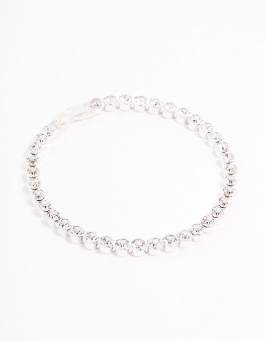 Silver Round Czech Bohemia Crystal  Cupchain Clasp Bracelet