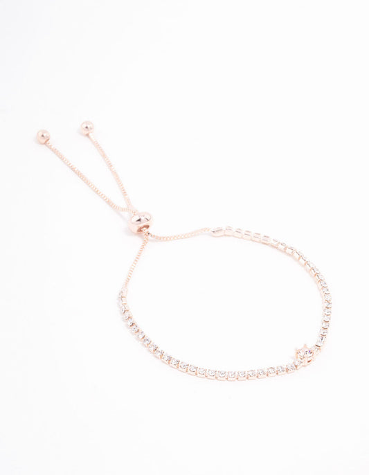 Rose Gold Czech Bohemia Crystal Cupchain Toggle Bracelet