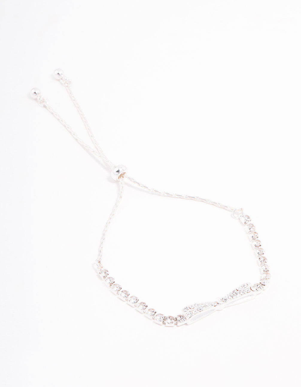 Silver Czech Bohemia Crystal  Cupchain Bow Toggle Bracelet
