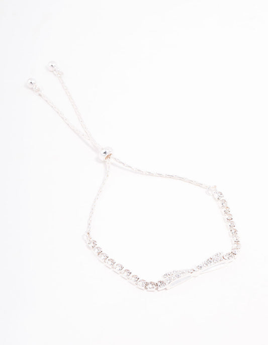 Silver Czech Bohemia Crystal  Cupchain Bow Toggle Bracelet