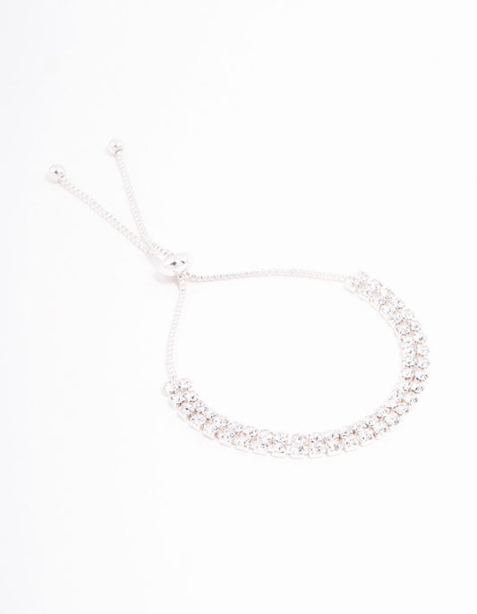 Silver Czech Bohemia Crystal Cup Chain Toggle Bracelet