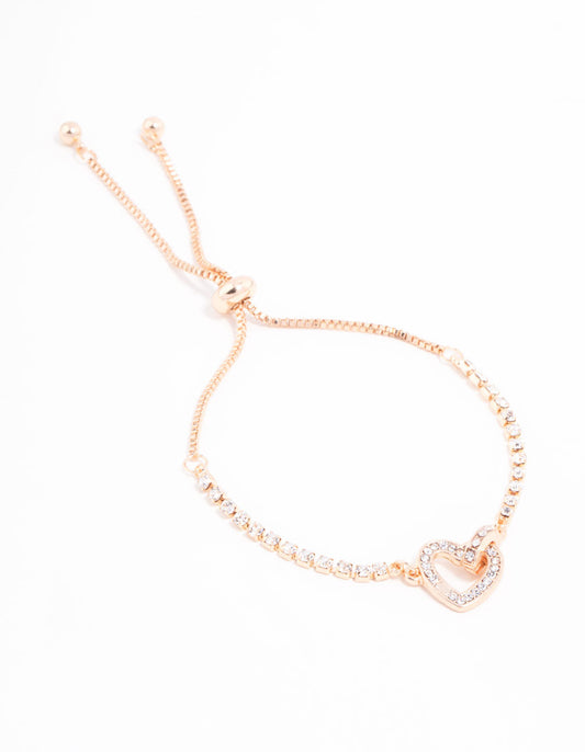 Czech Bohemia Crystal Linked Heart Toggle Bracelet
