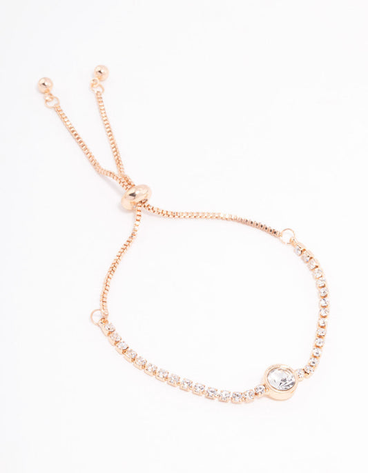 Rose Gold Bezel Czech Bohemia Crystal  Toggle Bracelet