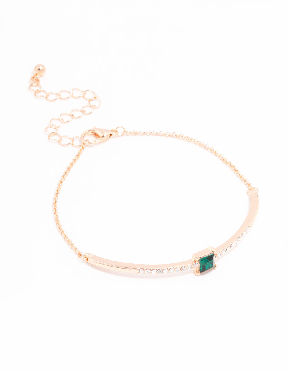 Green Czech Bohemia Crystal  Bar Square Toggle Bracelet
