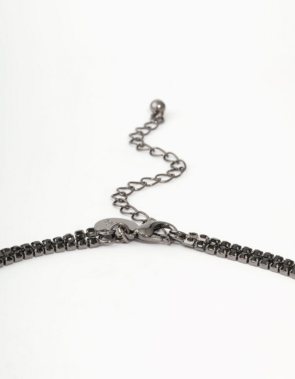 Black Diamante Double Chain Twisted Necklace & Earrings Set