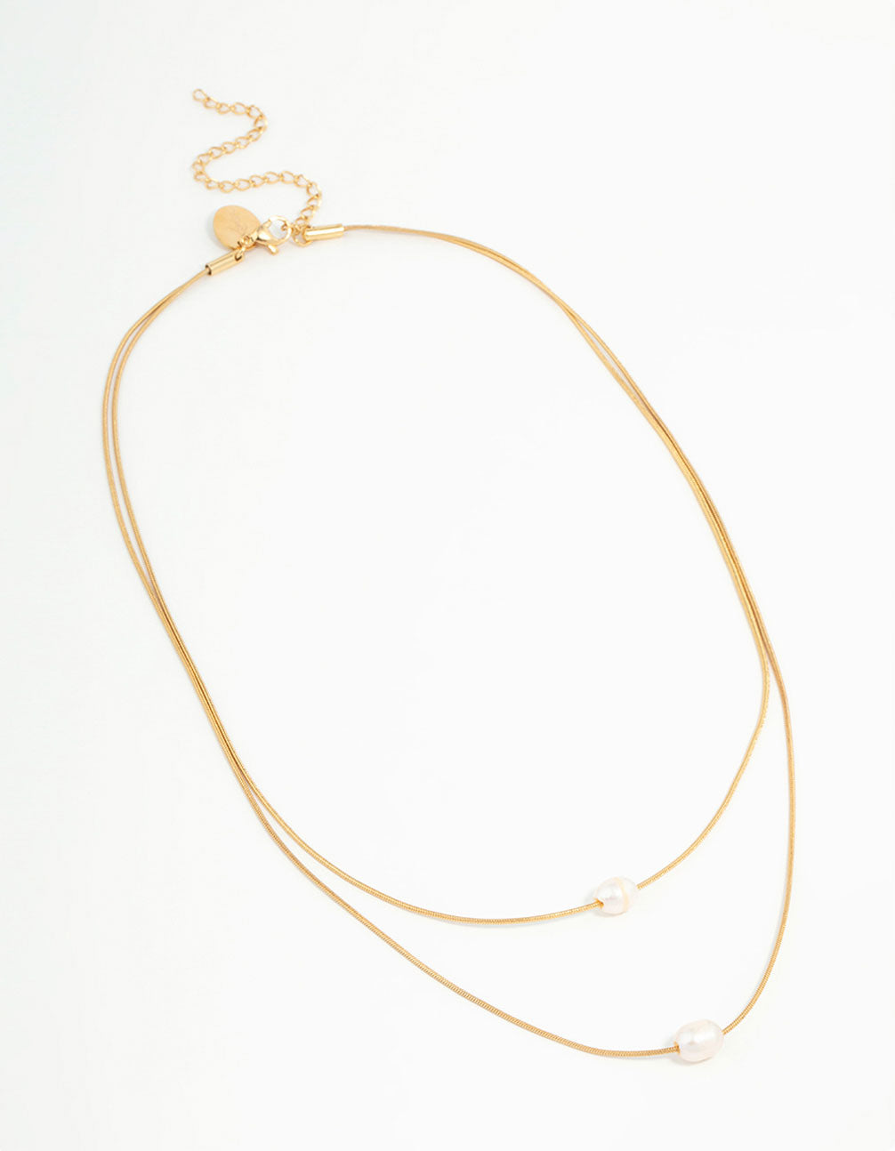 Waterproof Gold Plated Stainless Steel Layered Pearl Pendant Necklace