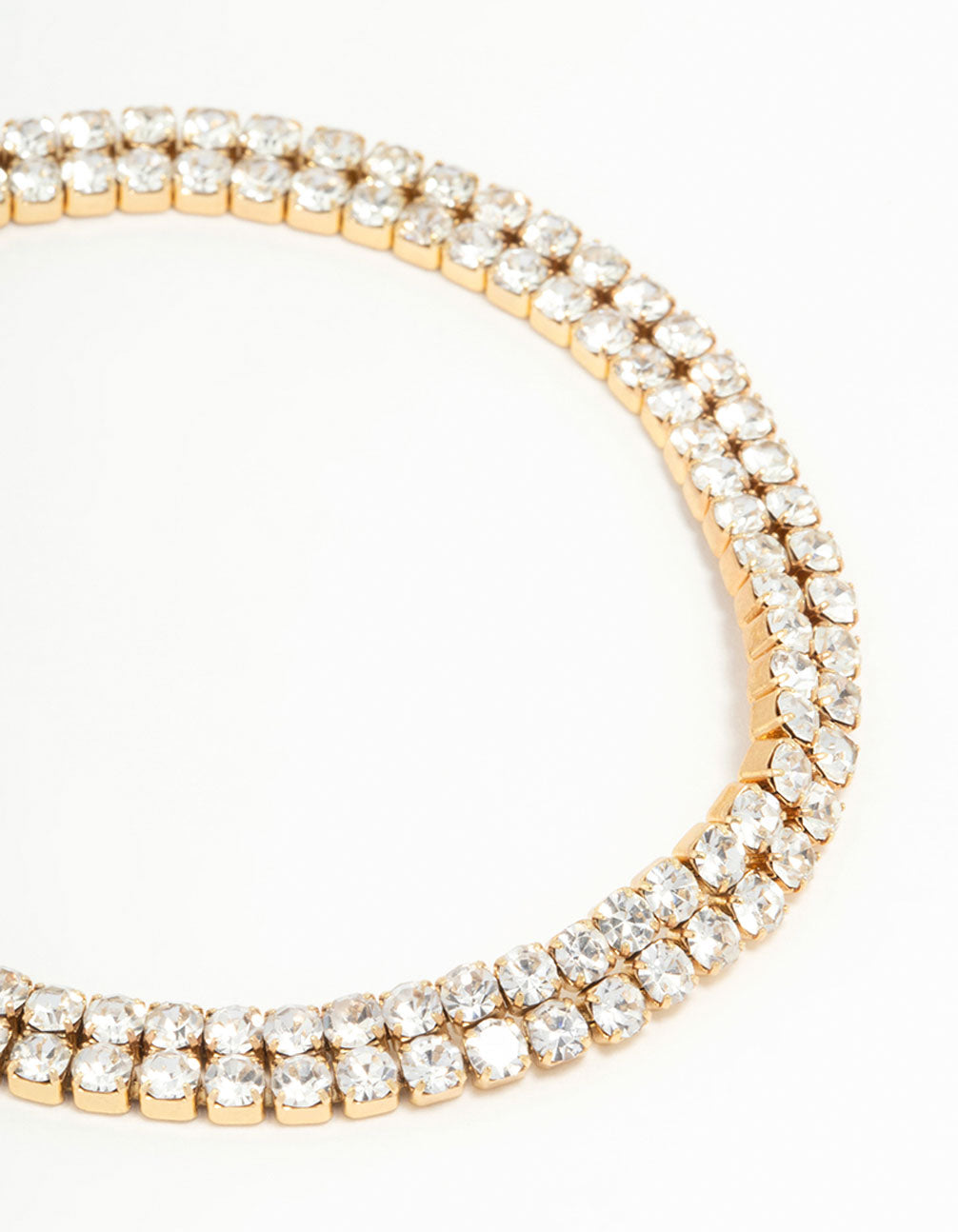 Waterproof Gold Plated Stainless Steel Diamante Layered Tennis Bracelet
