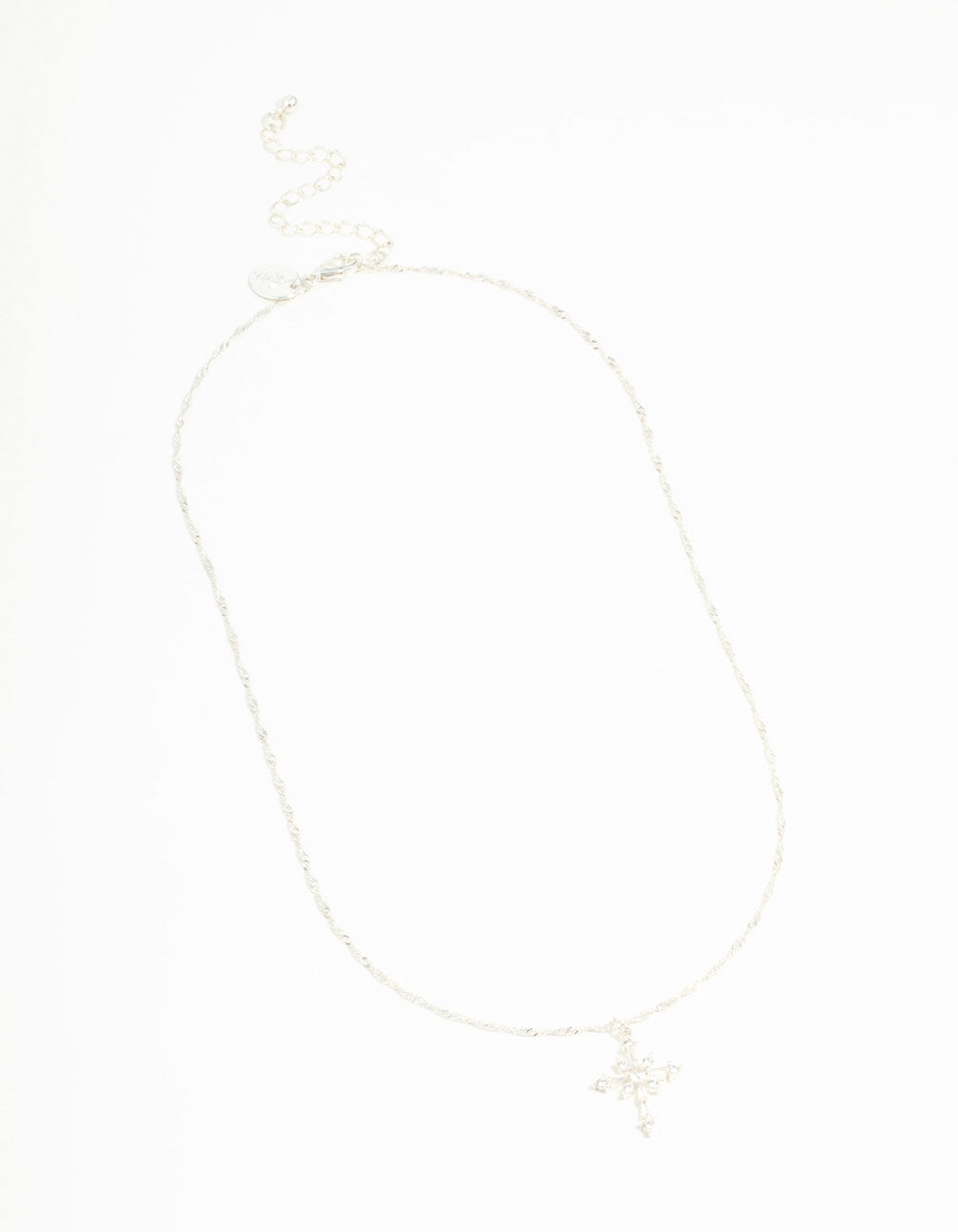 Silver Plated Cubic Zirconia Snowflake Cross Necklace