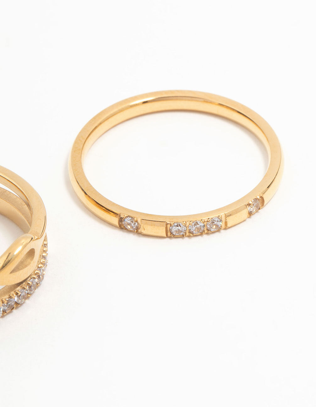 Waterproof Gold Plated Stainless Steel Infinity Rings 2-Pack