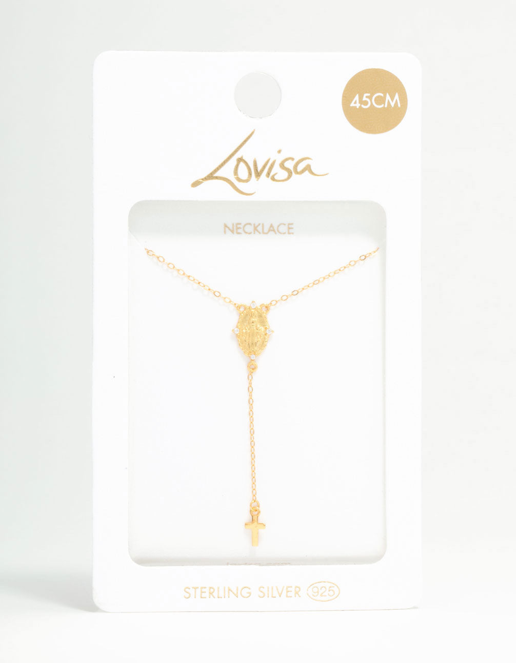 Gold Plated Sterling Silver Rosary Cross Necklace