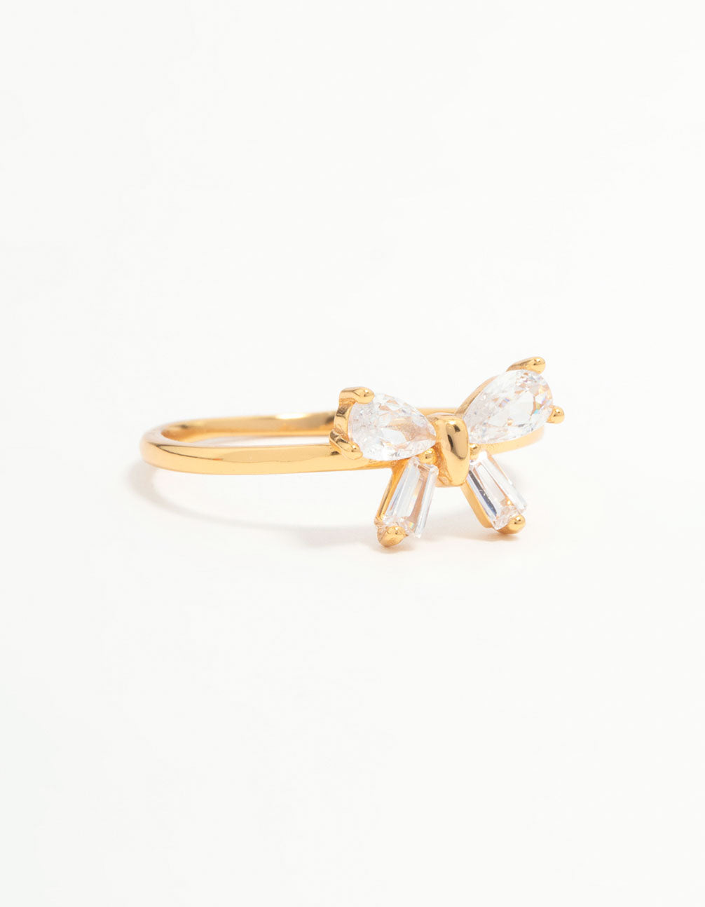 Gold Plated Sterling Silver Cubic Zirconia Bow Ring