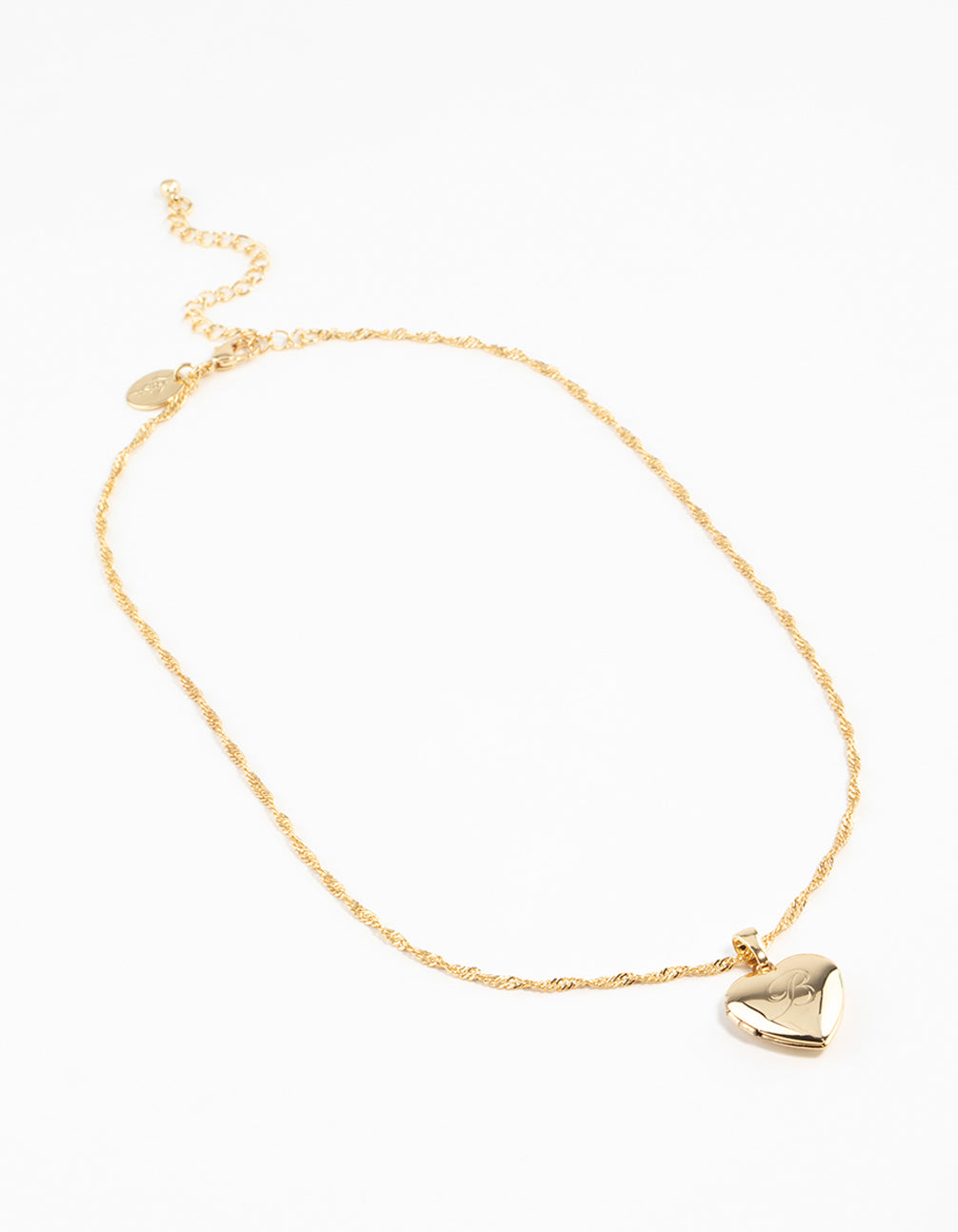 Gold Plated Heart Locket Initial B Necklace