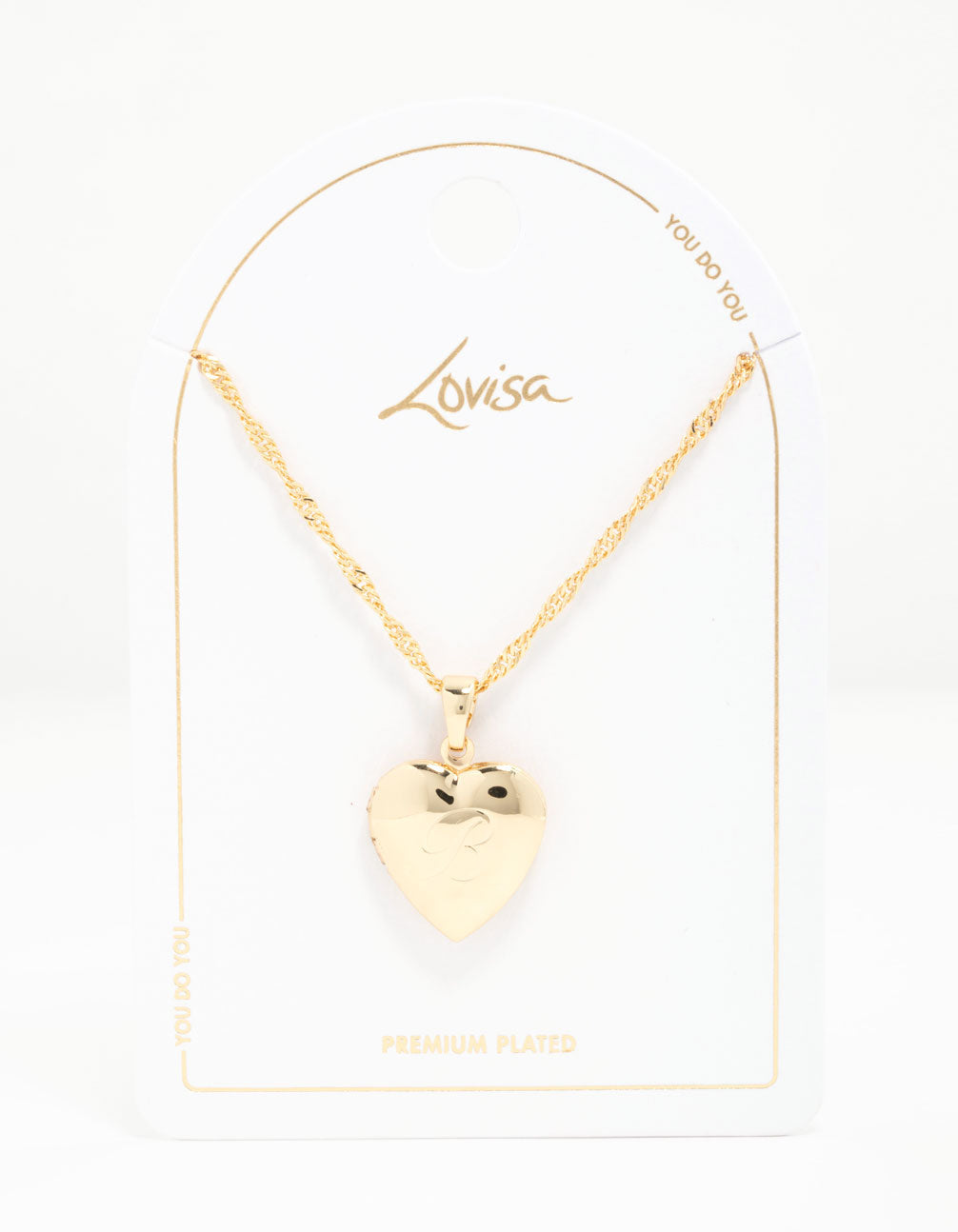 Gold Plated Heart Locket Initial B Necklace