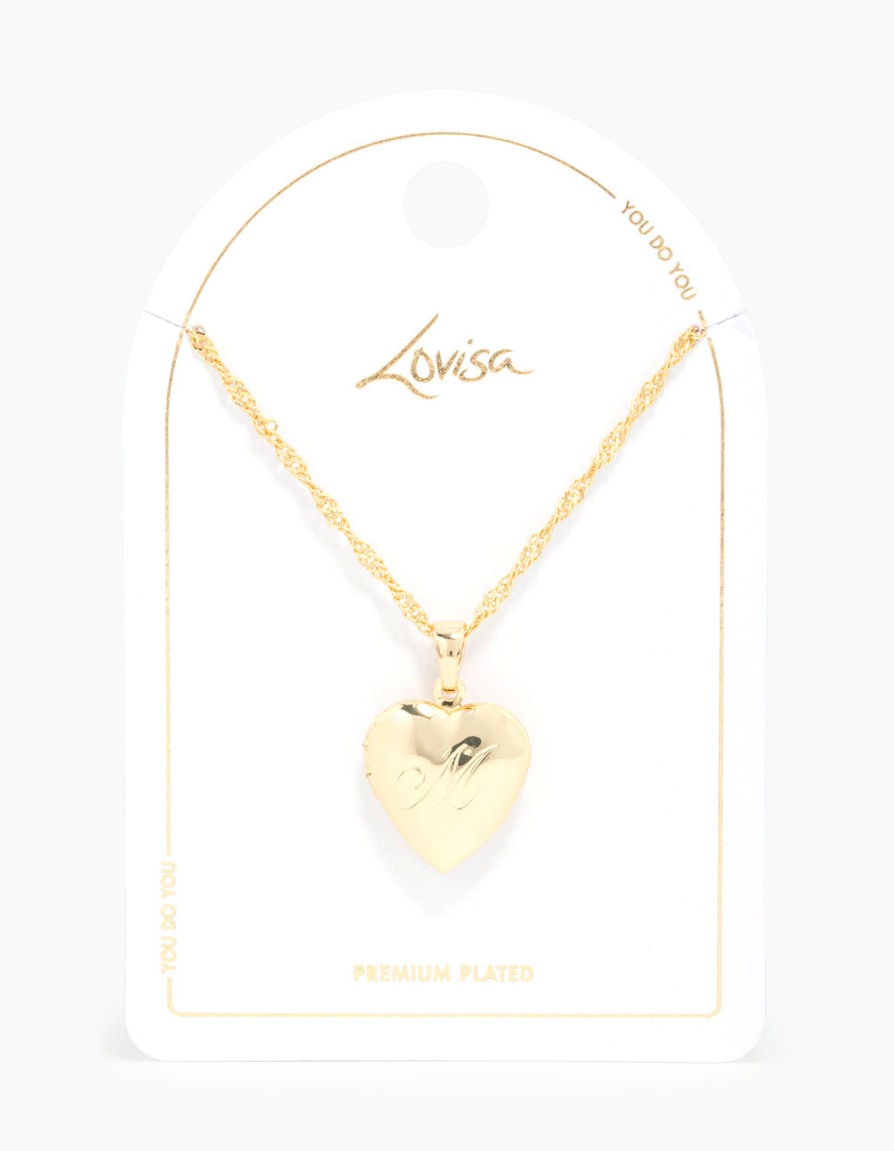 Gold Plated M Heart Locket Necklace