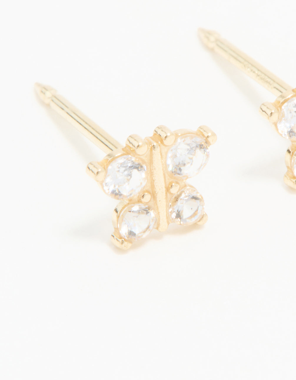 14KT Solid Yellow Gold Cubic Zirconia Butterfly Piercing Stud