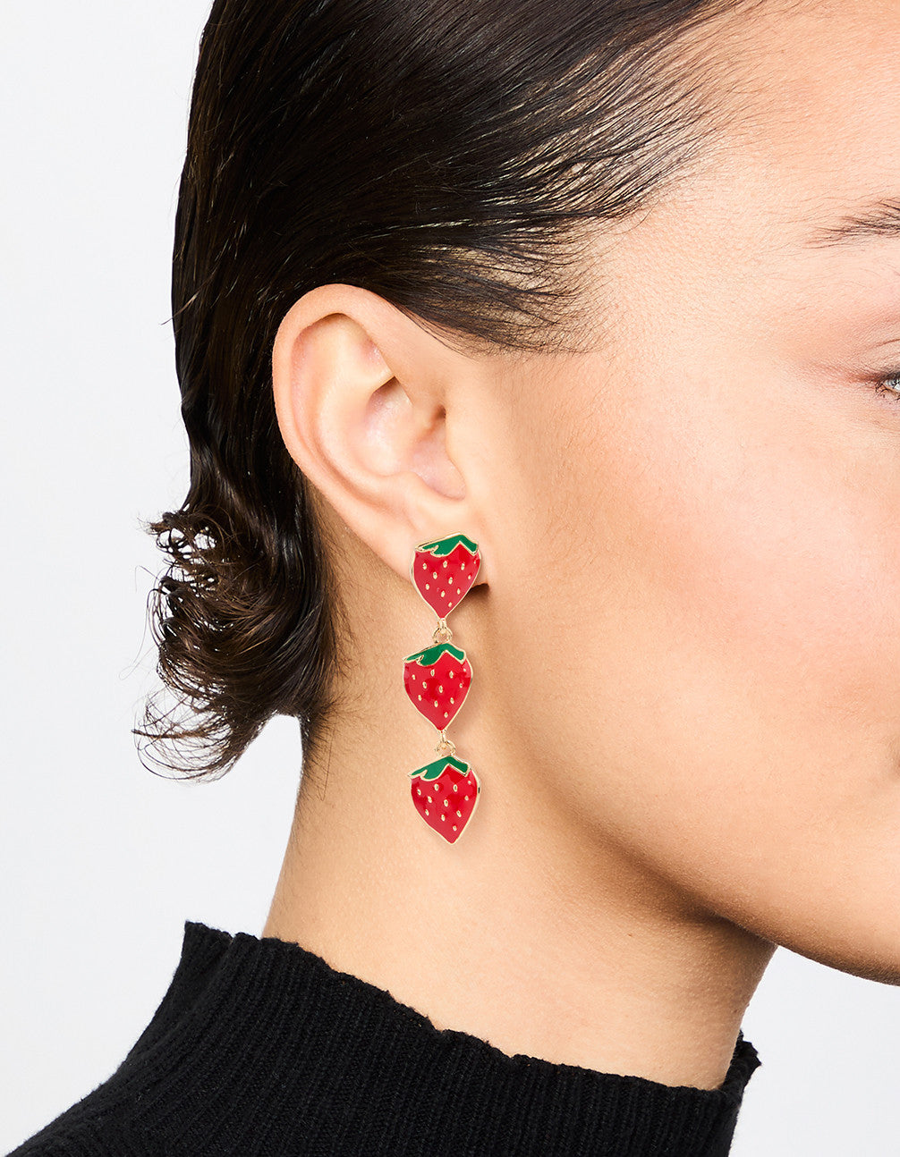 Gold Strawberry Drop Earrings