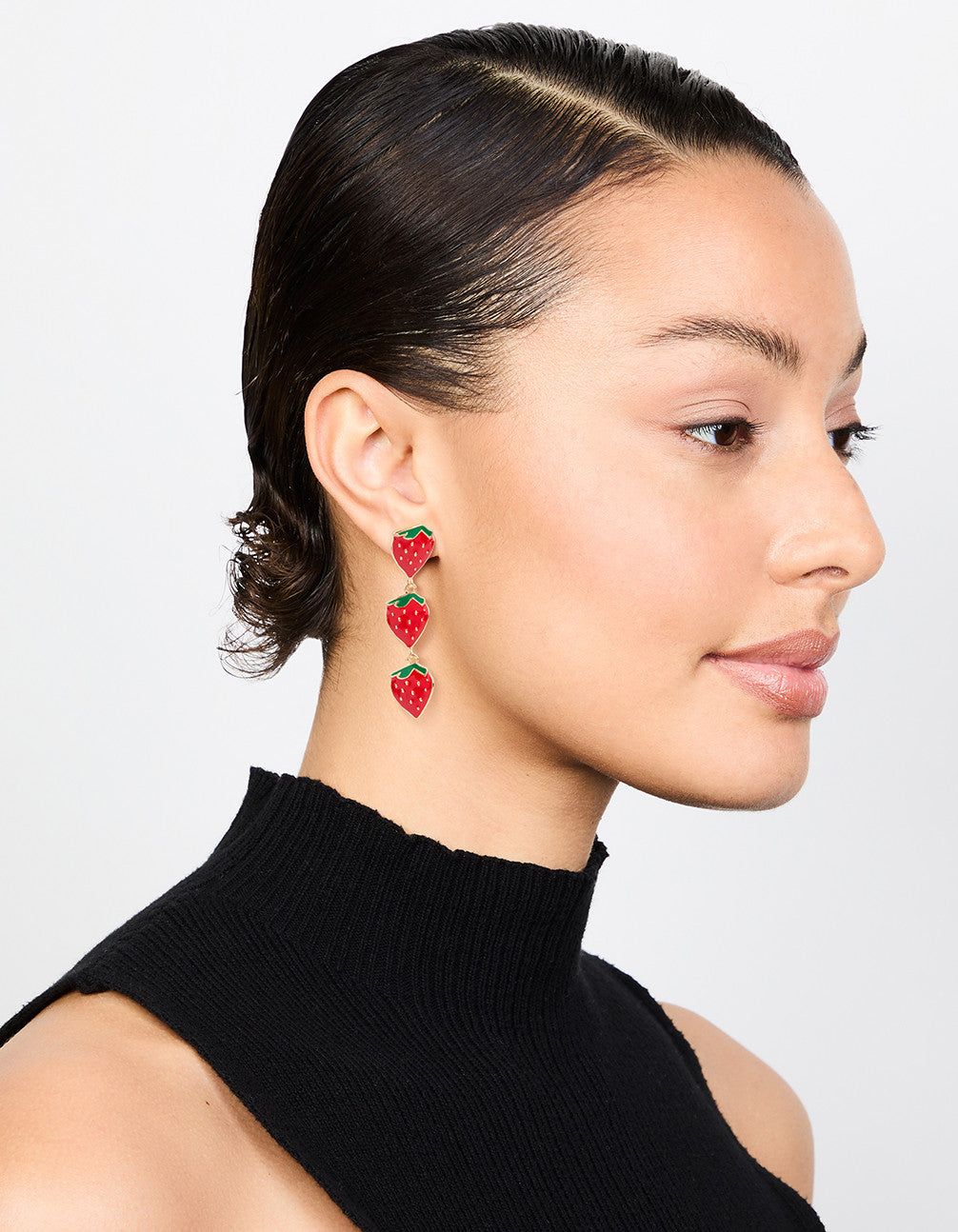Gold Strawberry Drop Earrings