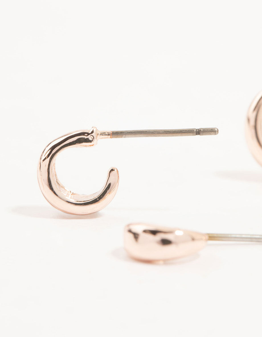 Rose Gold Mixed 4-Pack Hoop Earrings