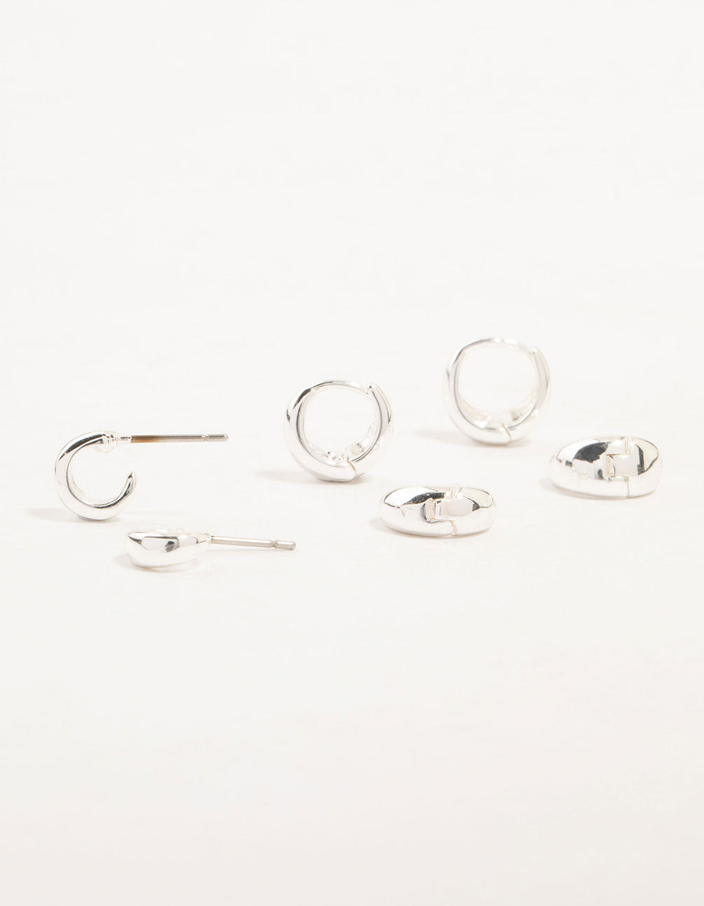 Silver Mixed Hoop Earrings 3-Pack
