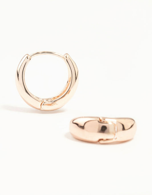 Rose Gold Plain Chubby Huggie Earrings