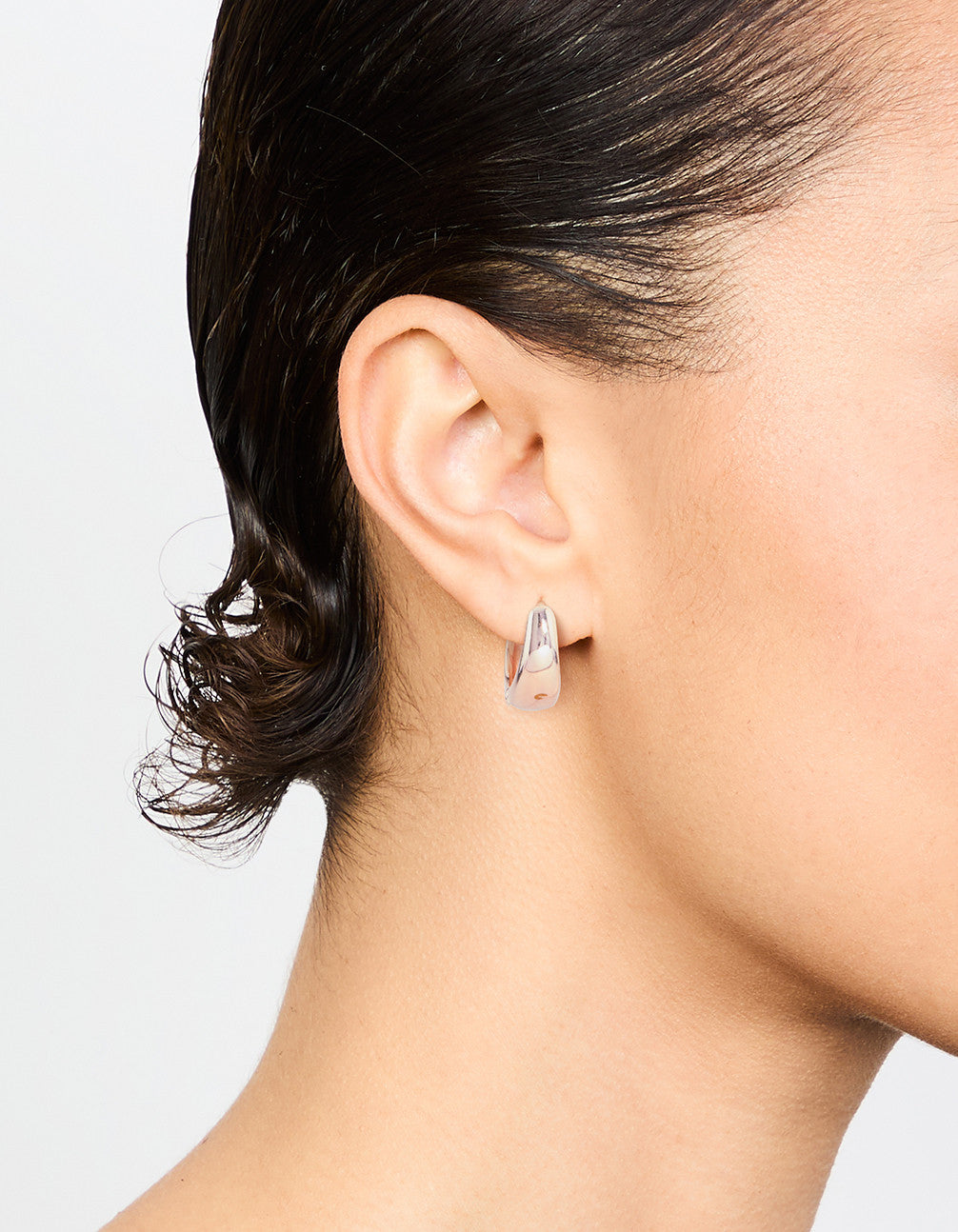 Rose Gold Plain Chubby Huggie Earrings
