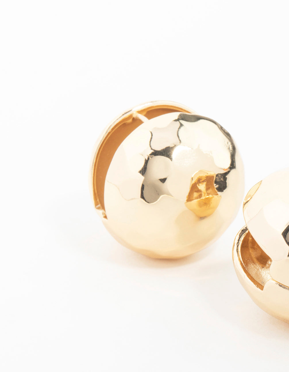 Gold Textured Disco Round Stud Earrings