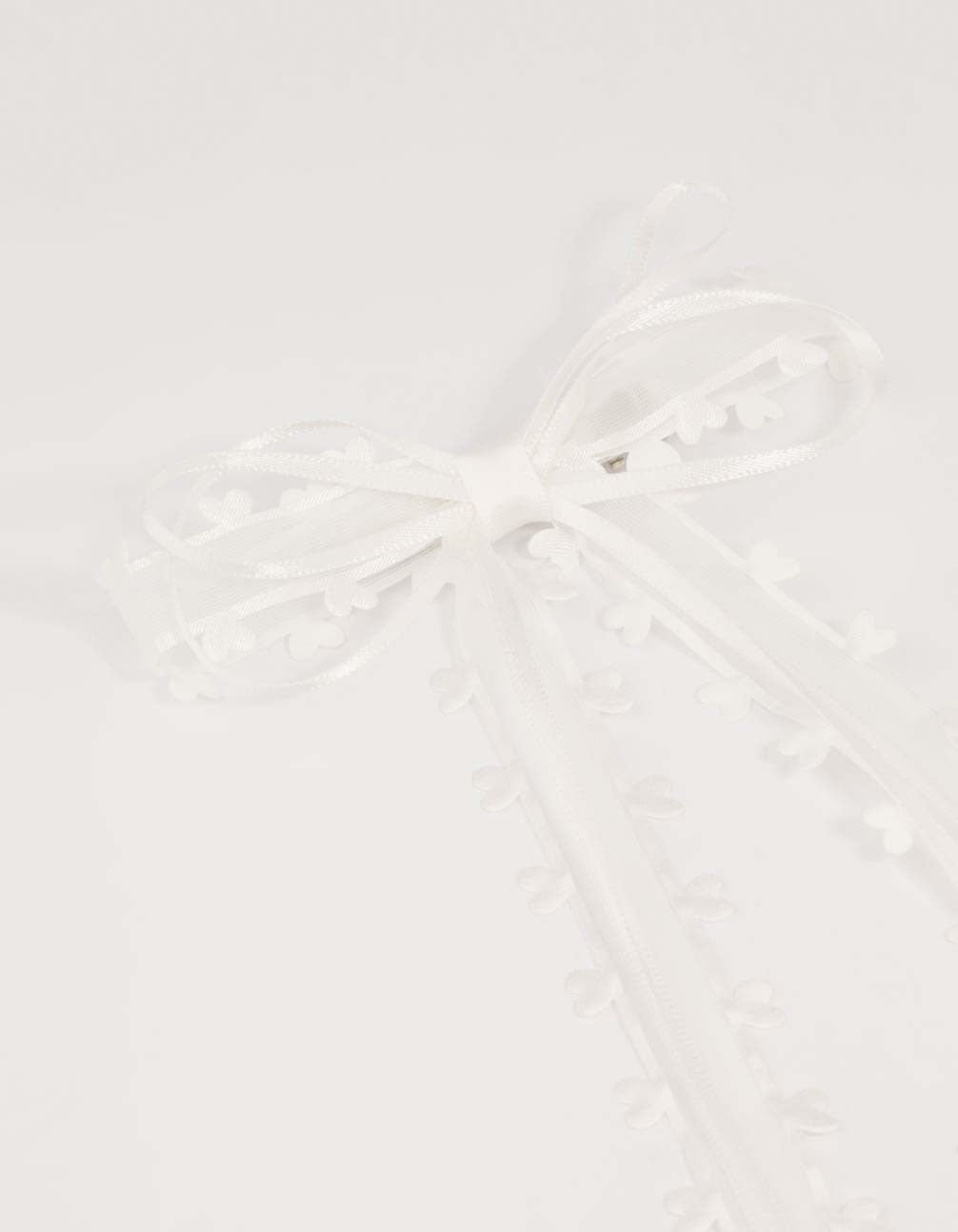 Black & White Heart Ribbon Bows 2-Pack