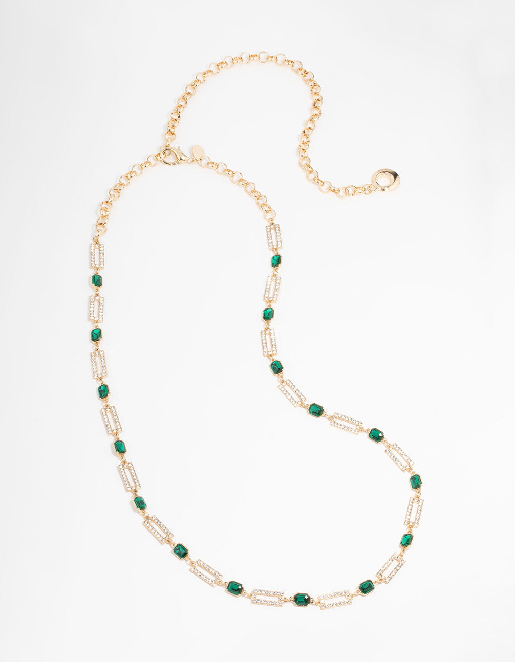 Gold Mixed Rectangle Green Stone Belt