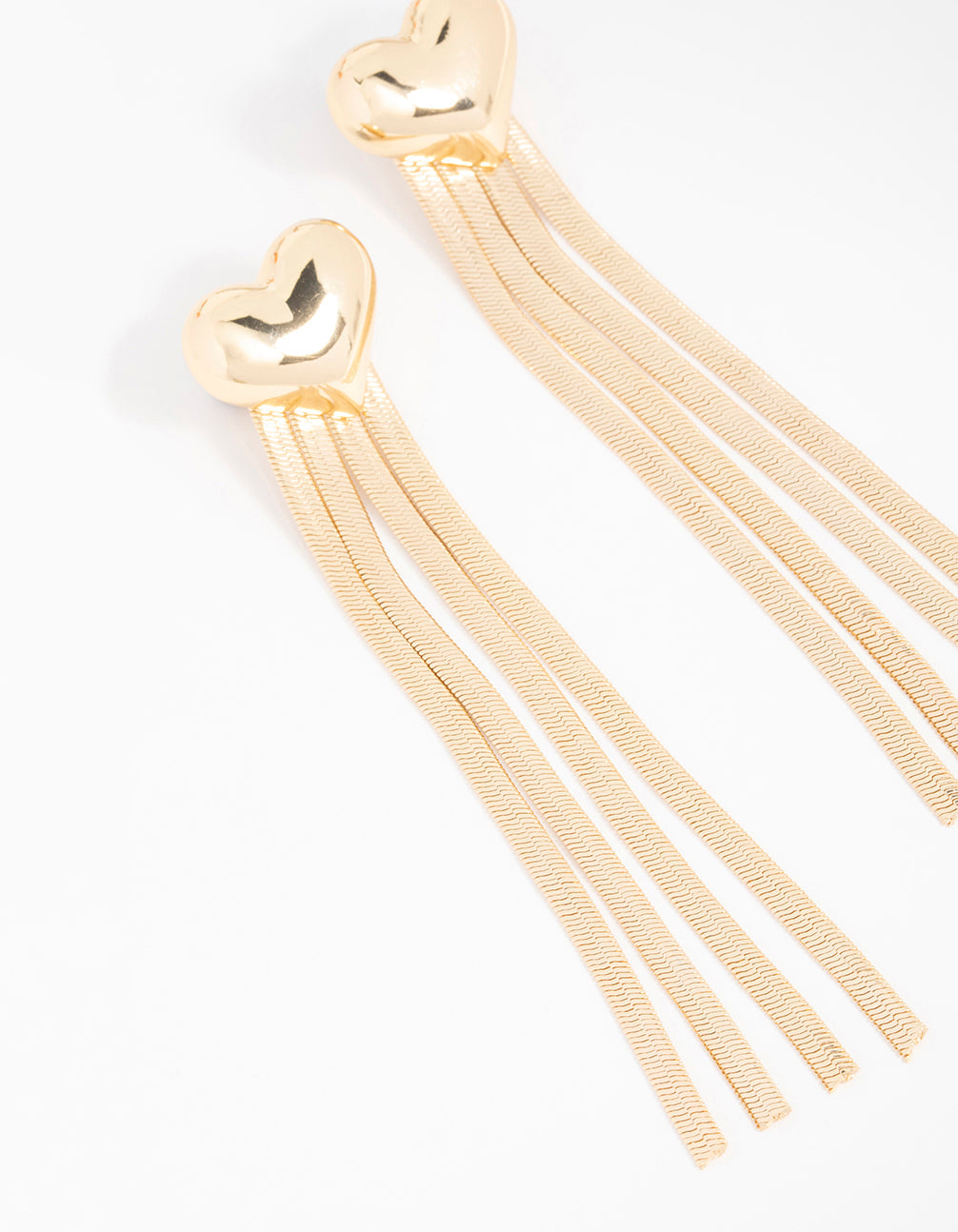 Gold Heart Snake Chain Drop Earrings