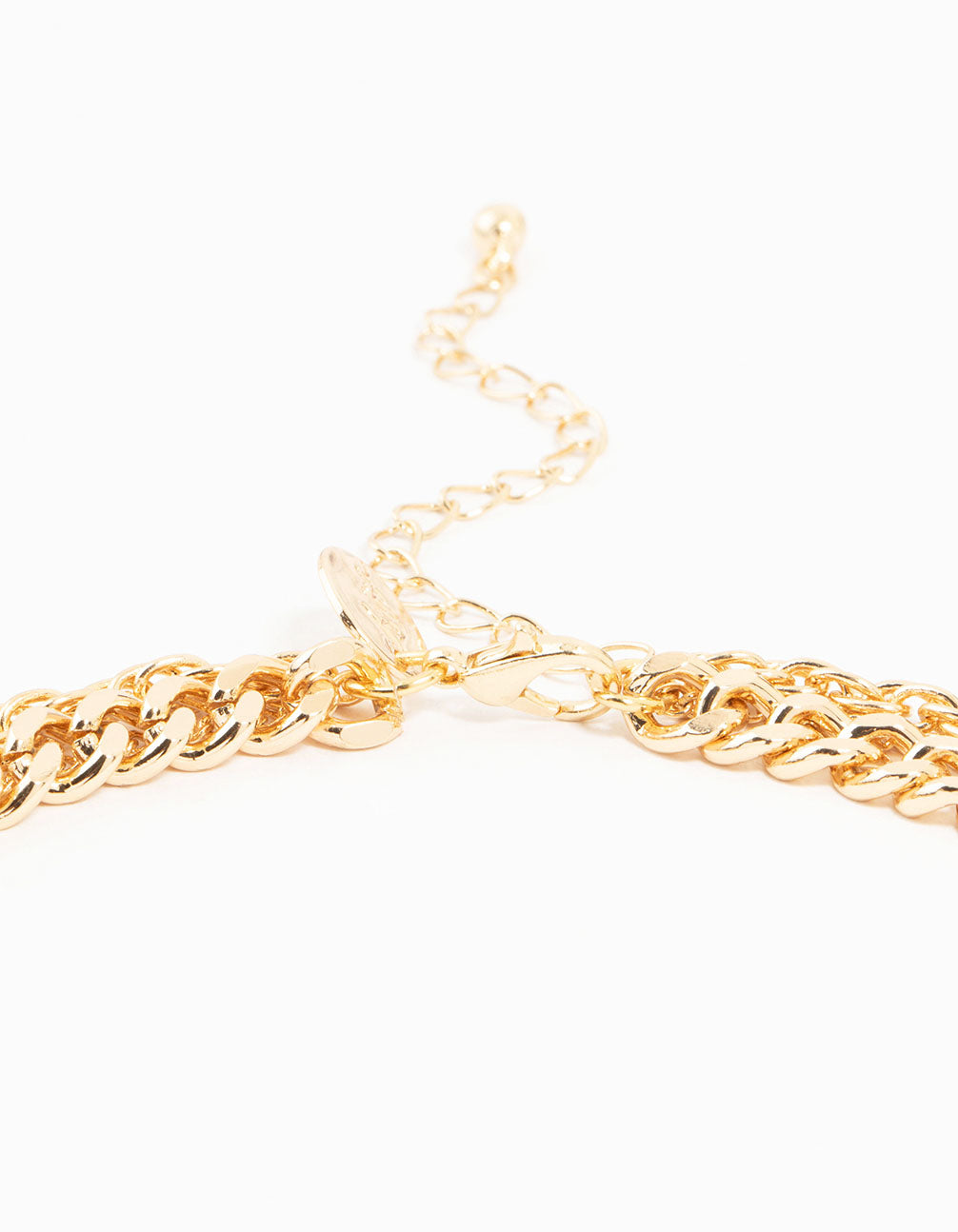 Gold Heart & Disc Choker Layered Necklace