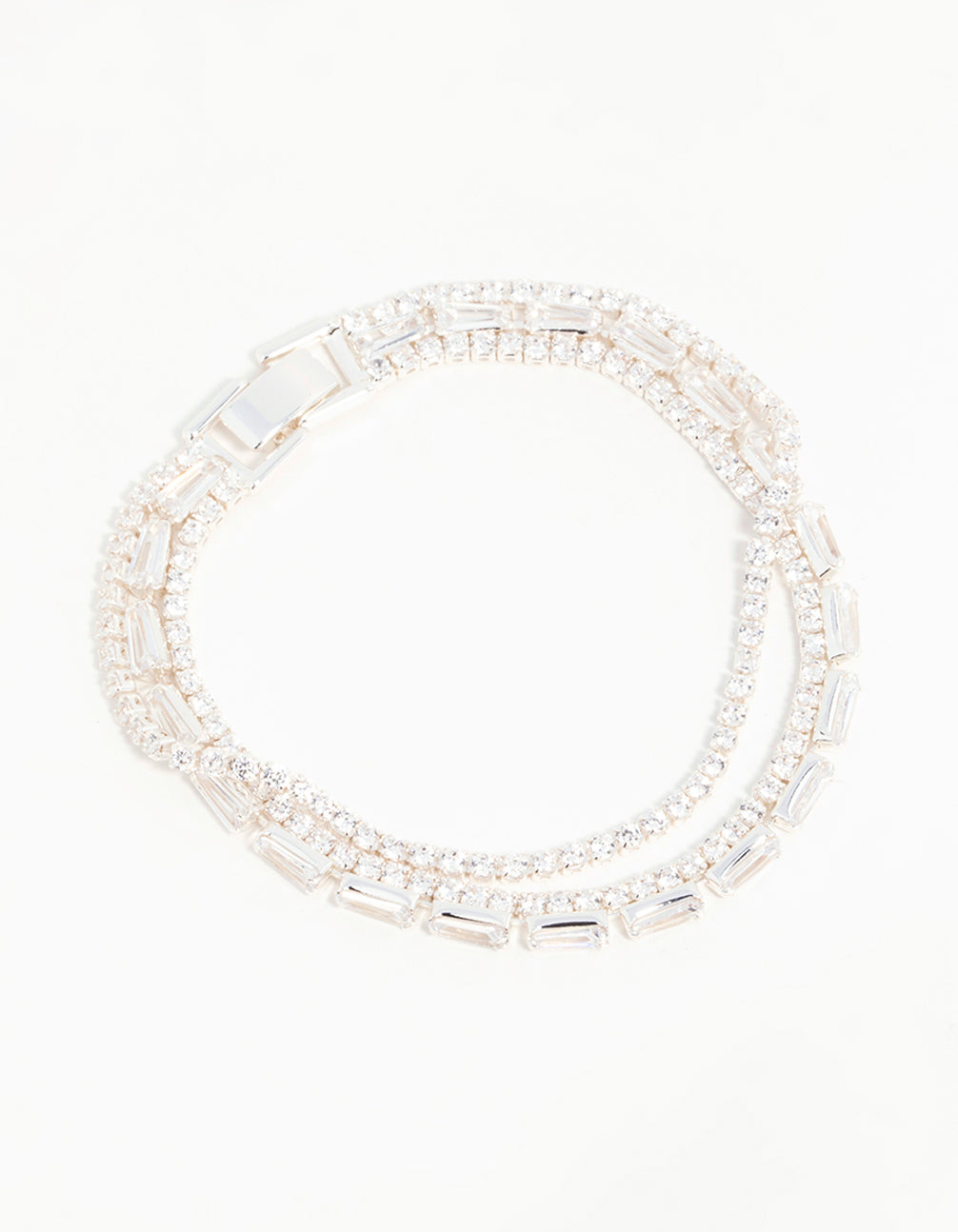 Silver Plated Cubic Zirconia Layered Bracelet