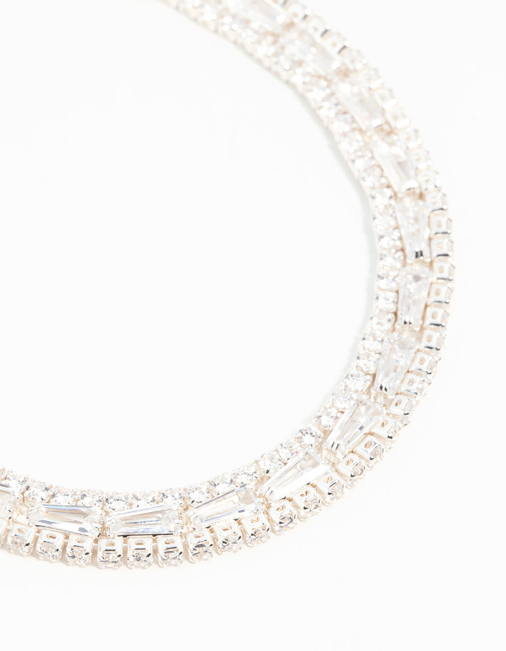 Silver Plated Cubic Zirconia Layered Bracelet