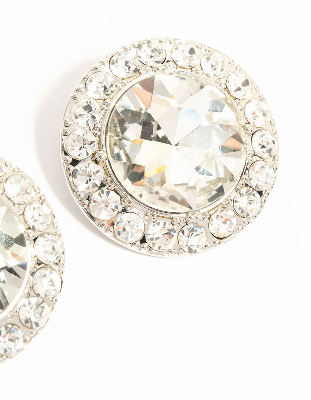 Silver Circle Diamante Stud Earrings