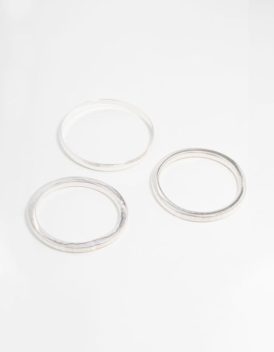 Silver Mixed Bangles 3-Pack