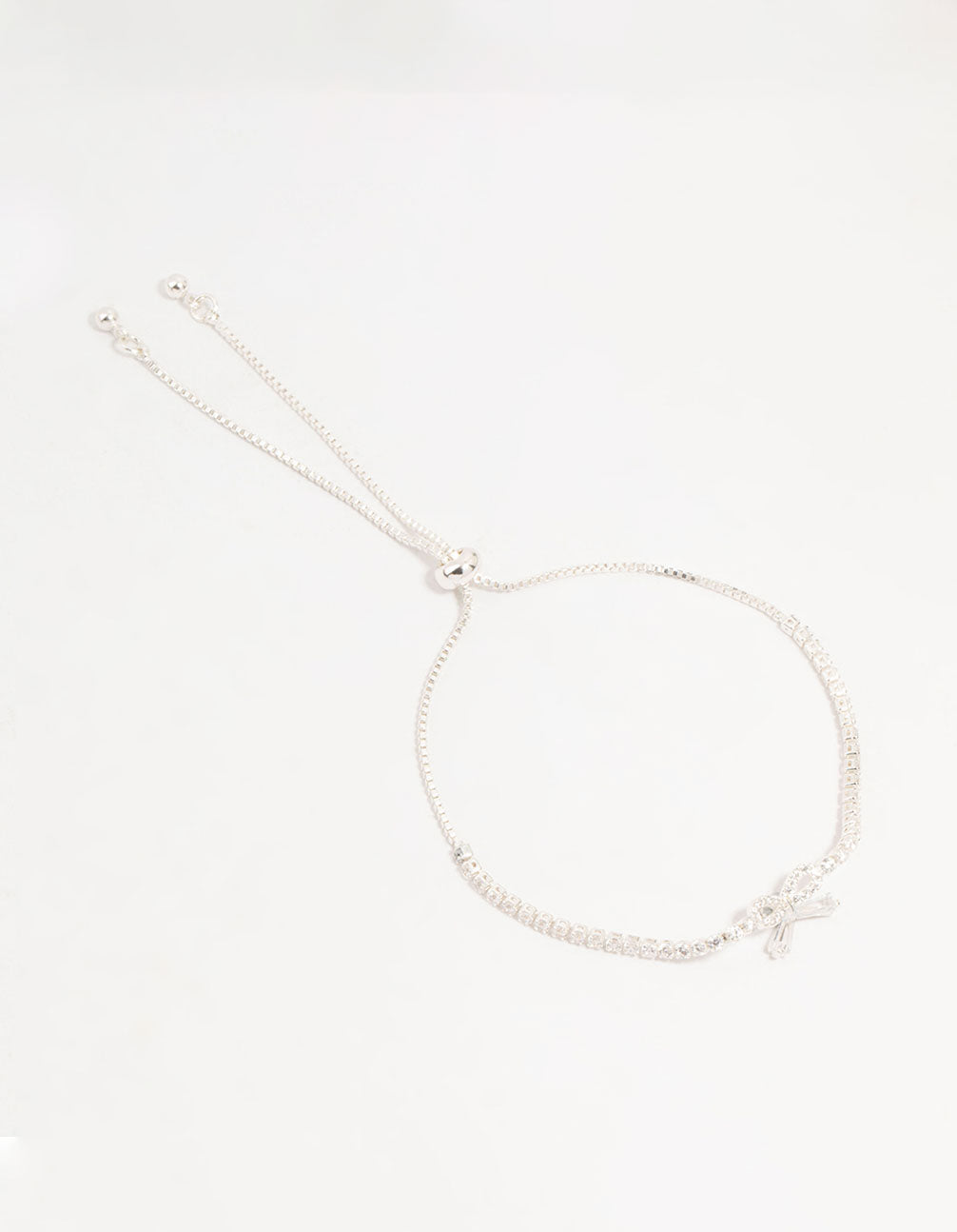 Silver Cubic Zirconia Cupchain Bow Bracelet