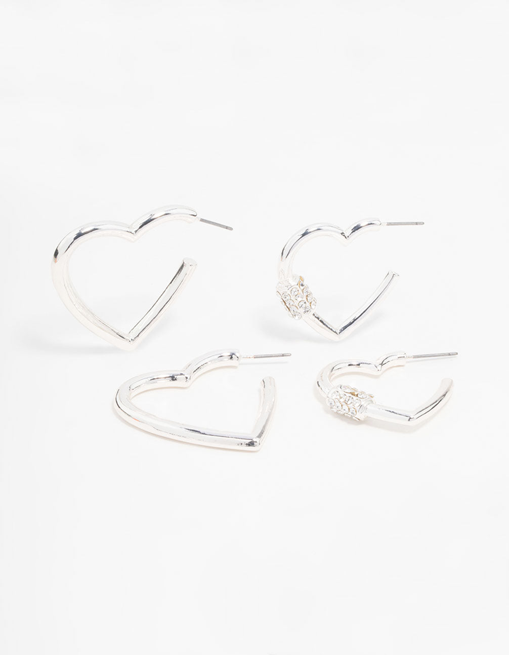 Silver Heart Hoop Earrings 2-Pack