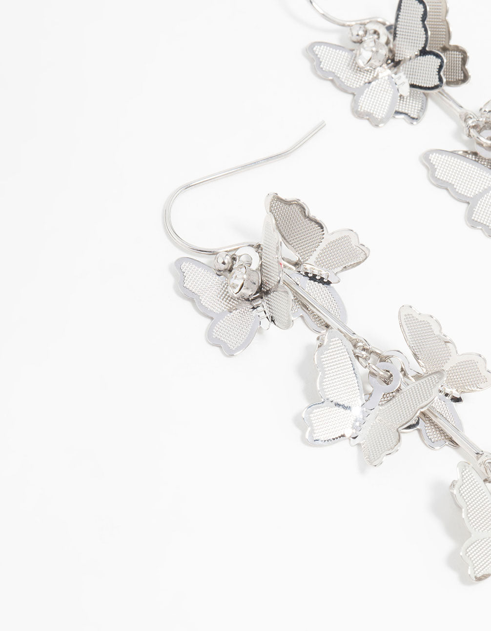Silver Butterfly Drop Earrings