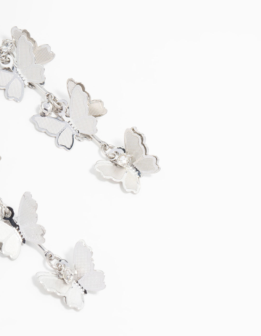 Silver Butterfly Drop Earrings