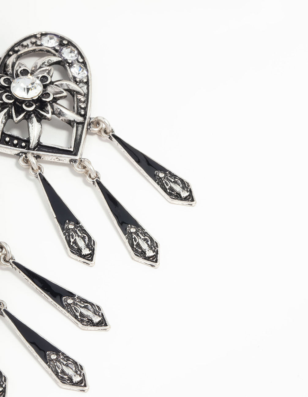 Antique Silver Heart Drop Earrings