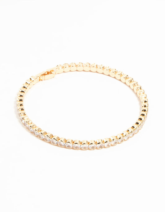 Gold Cubic Zirconia Tennis Bracelet