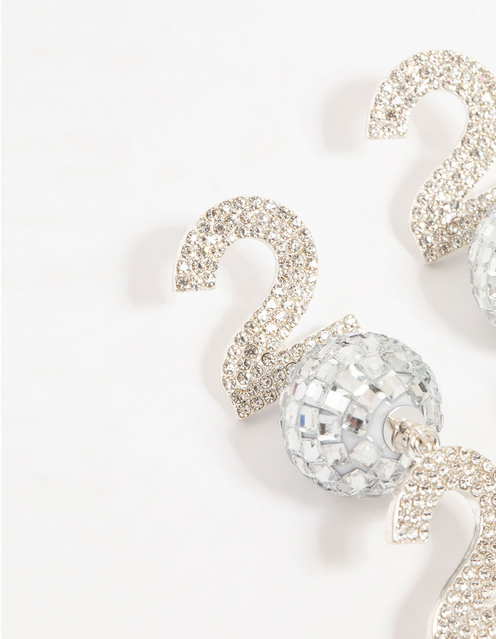 Silver 2025 Disco Ball & Diamante Drop Earrings