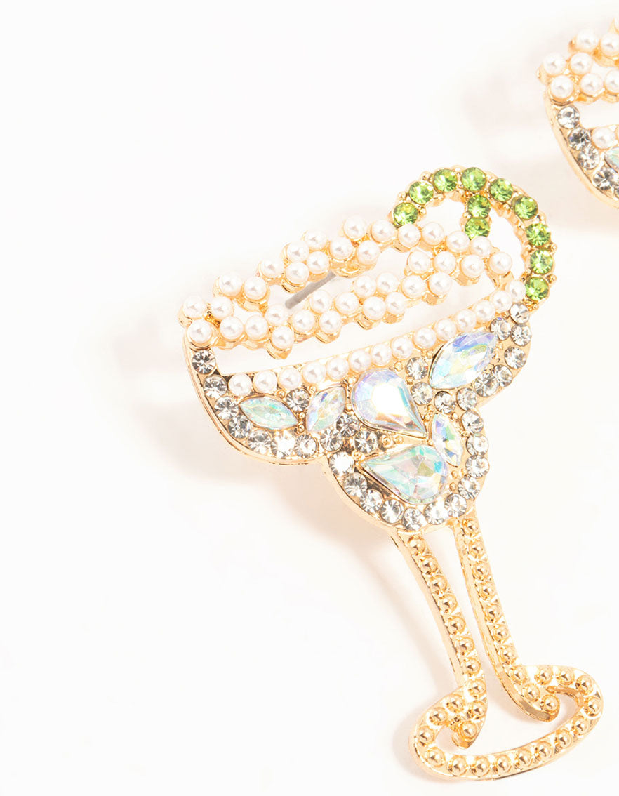 Gold Margarita Cocktail Drop Earrings
