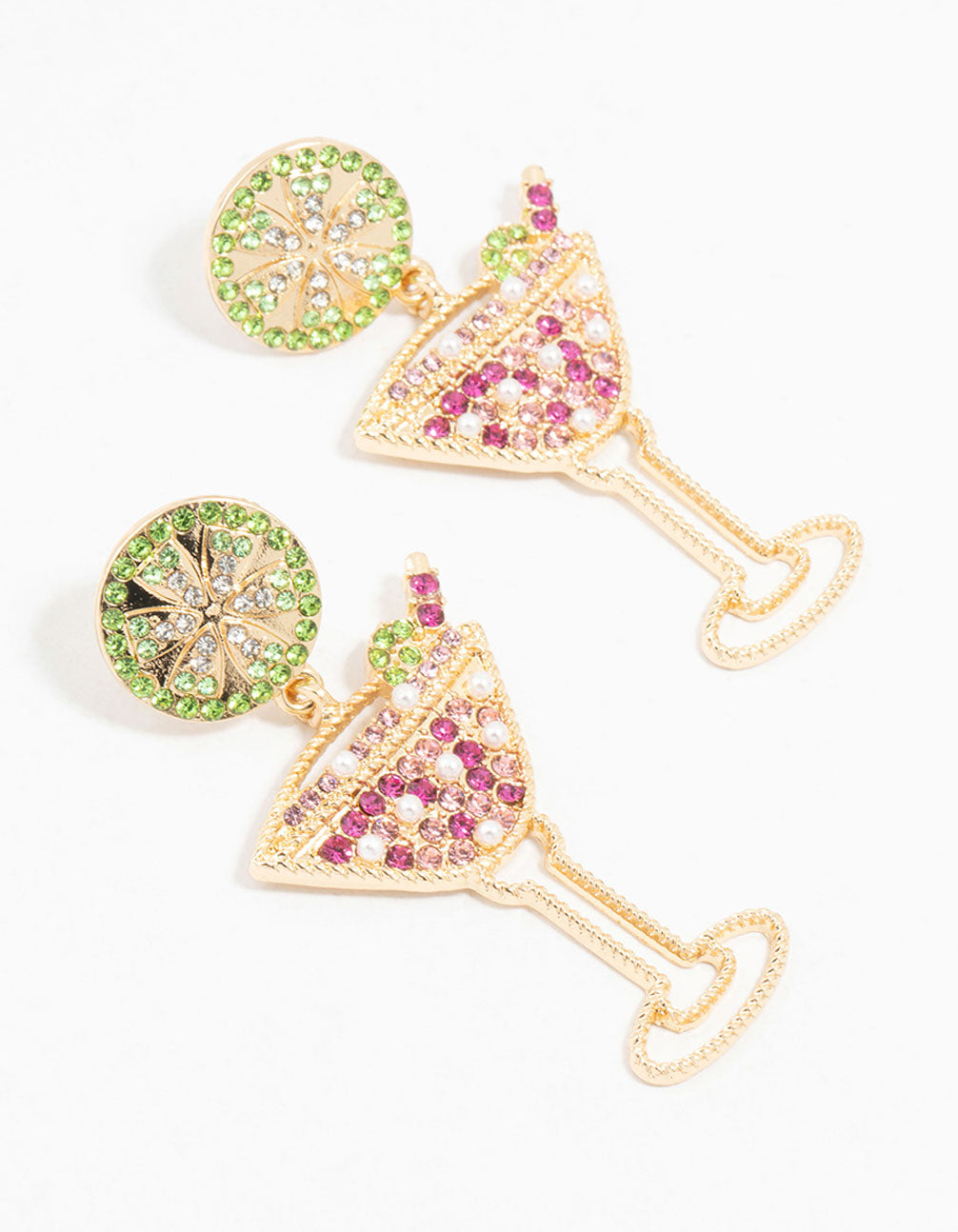 Gold Martini Multi Drop Earrings