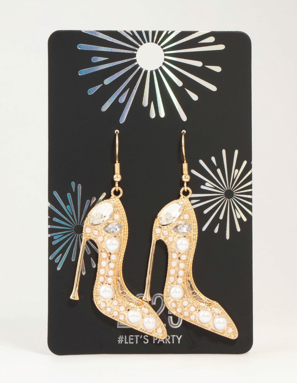 Gold Pearl Heels Drop Earrings