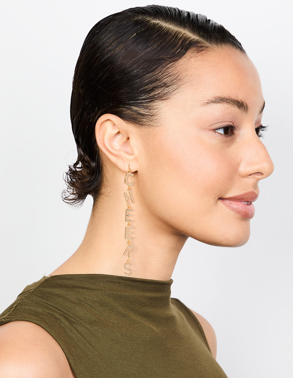Gold Cheers B*tches Drop Earrings