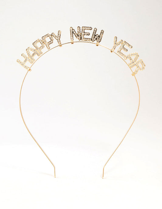 Gold Diamante Happy New Year Headband