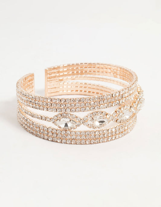 Rose Gold Diamante Marquise Wrist Cuff